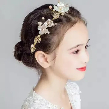 Women Girl Flower Golden Leaf Vintage Hair Headband